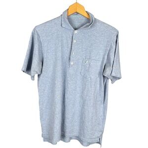 B. Draddy Mens Short Sleeve Polo Shirt Blue Heathered Turtle Logo Size S